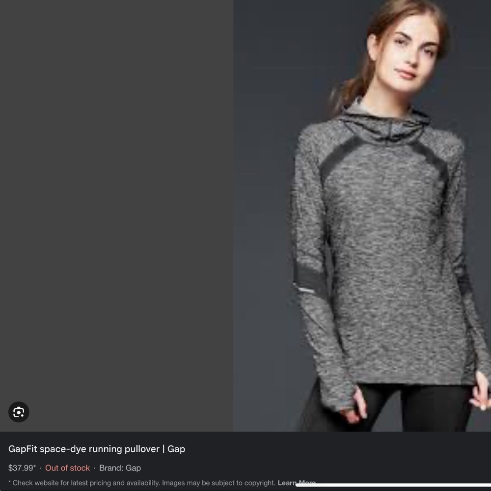 GapFit space-dye running pullover charcoal grey size XS Womens